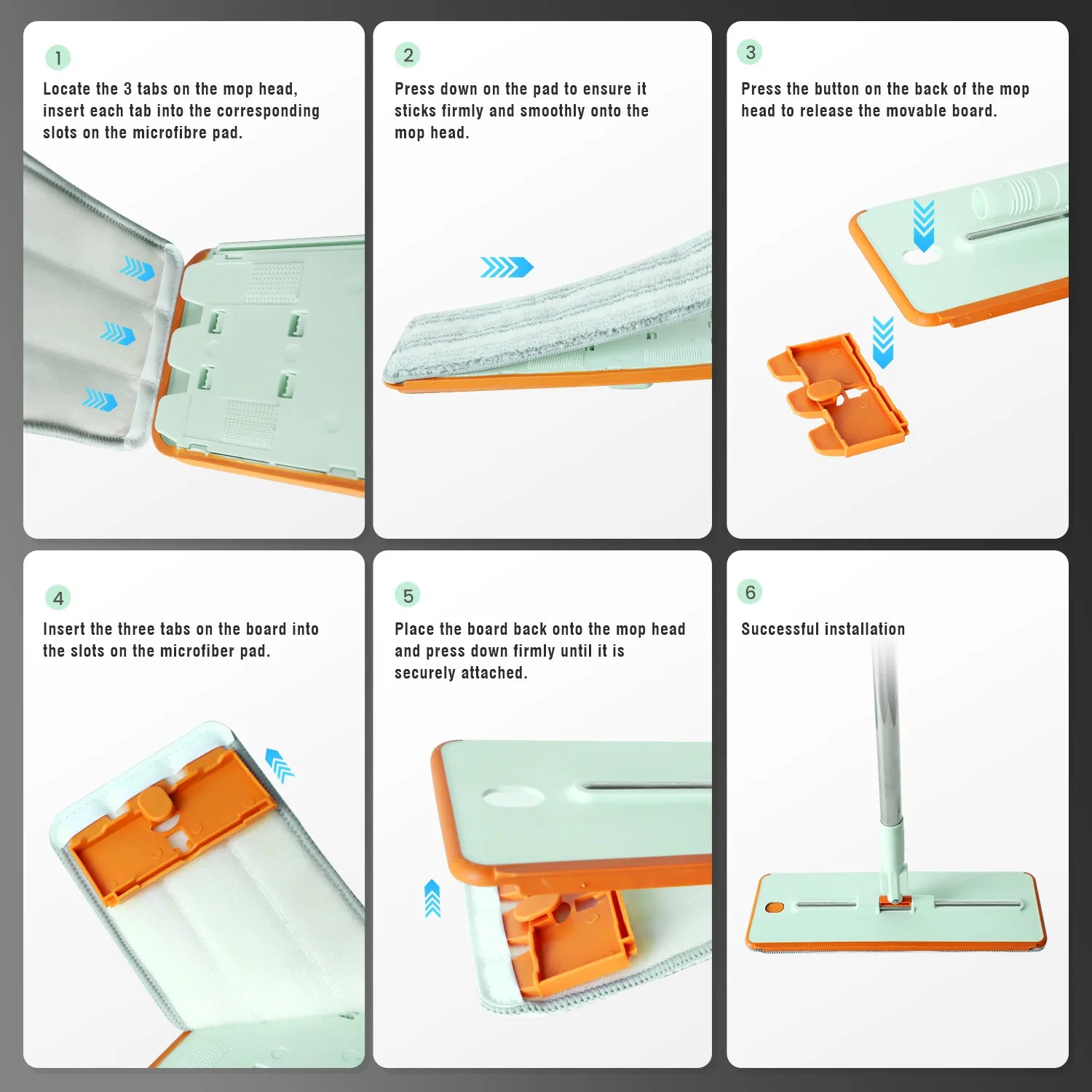 Mop pad installation steps