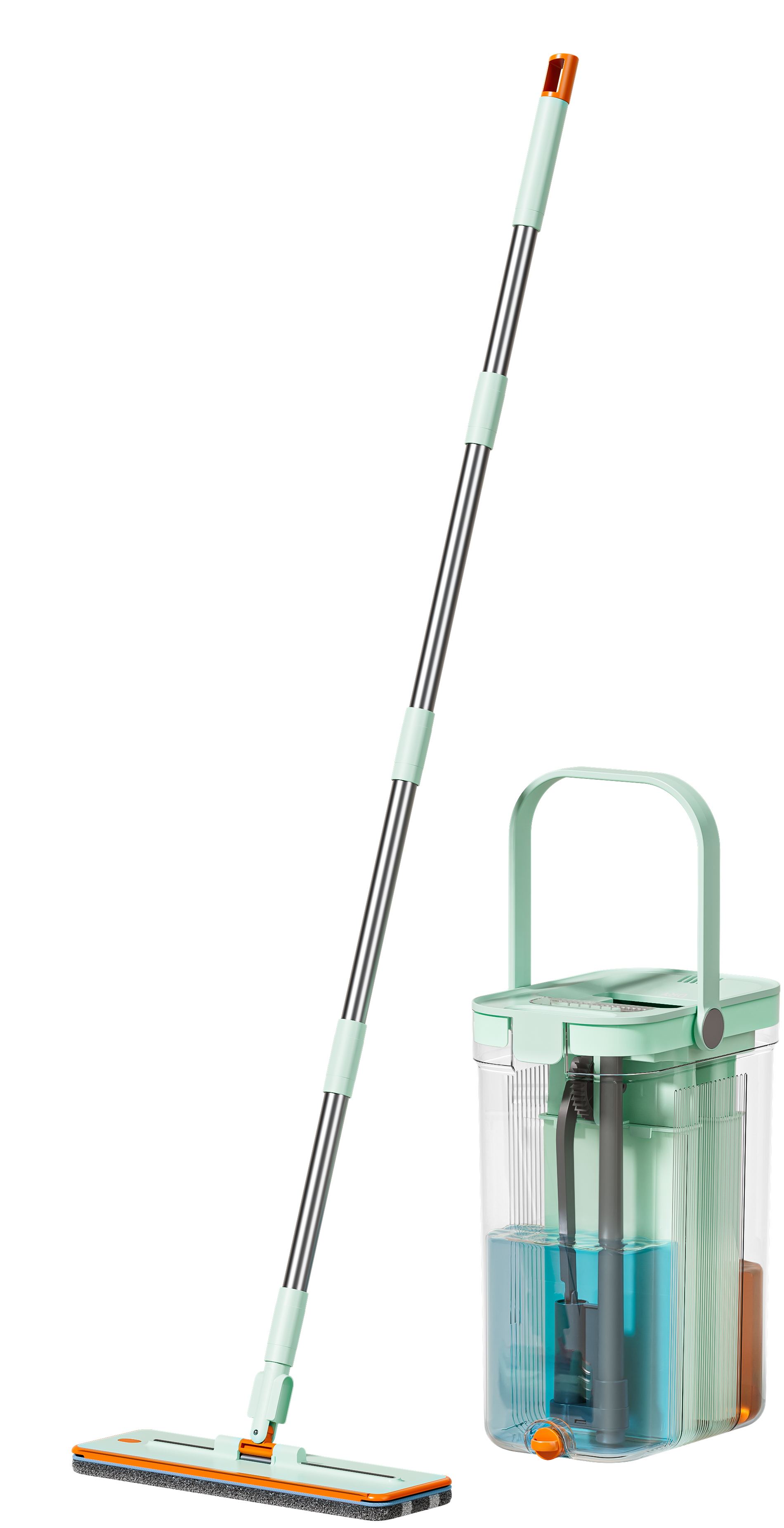 CleanEarth 3-tank transparent flat mop and bucket set